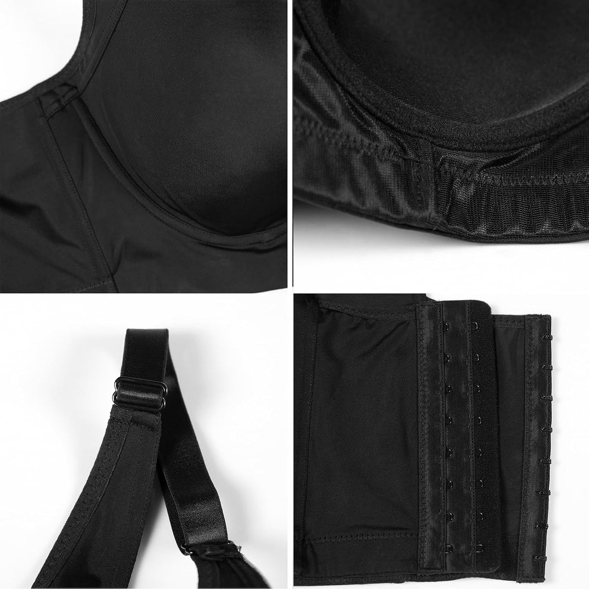 Fabric, cup lining, strap and hook detail