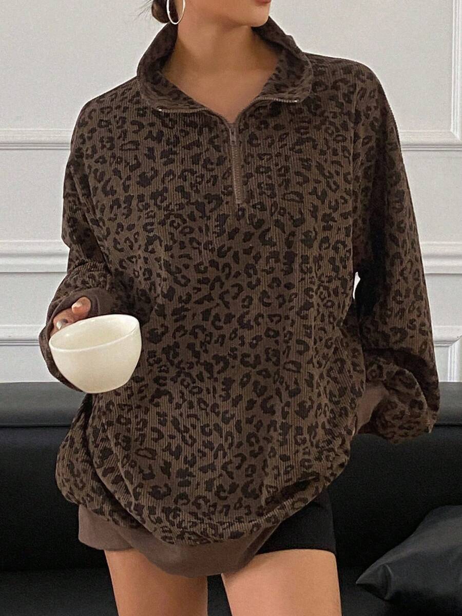 The Leopard Half-Zip Top