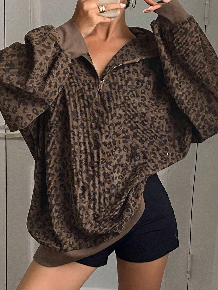 The Leopard Half-Zip Top