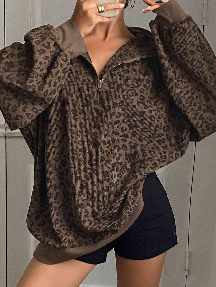 The Leopard Half-Zip Top