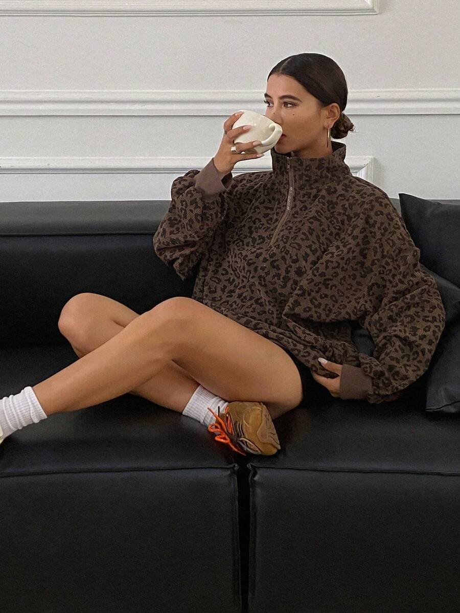The Leopard Half-Zip Top