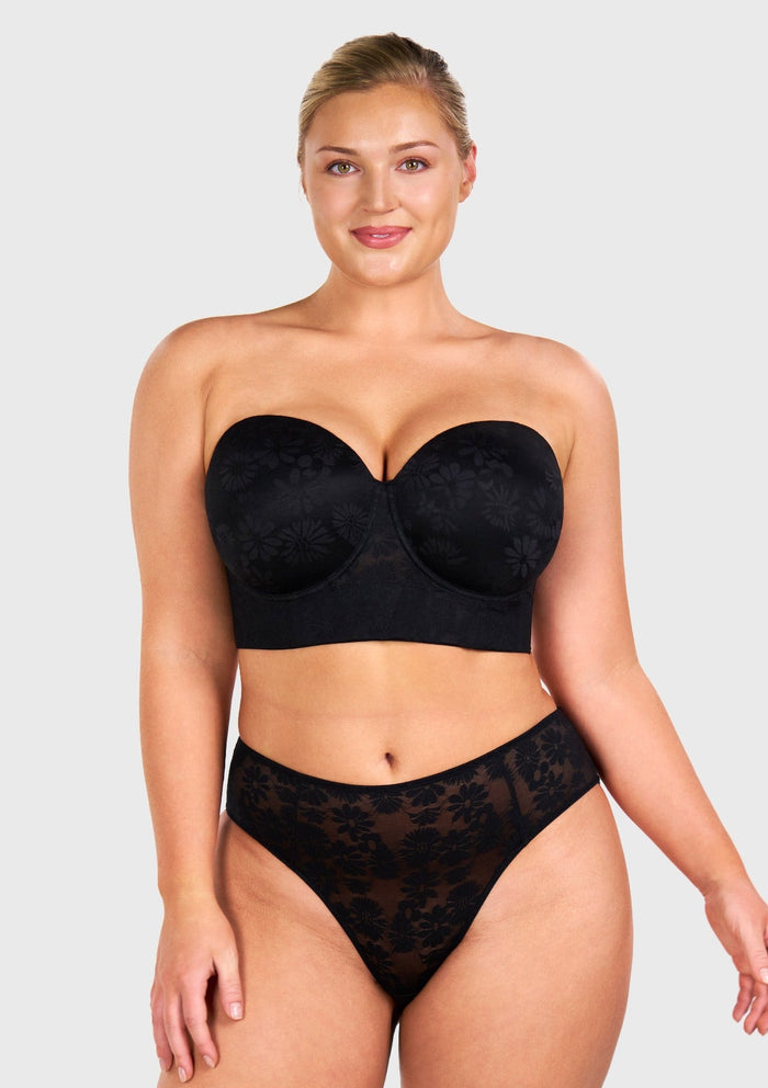 The Daisy Strapless Bra - Black Lace