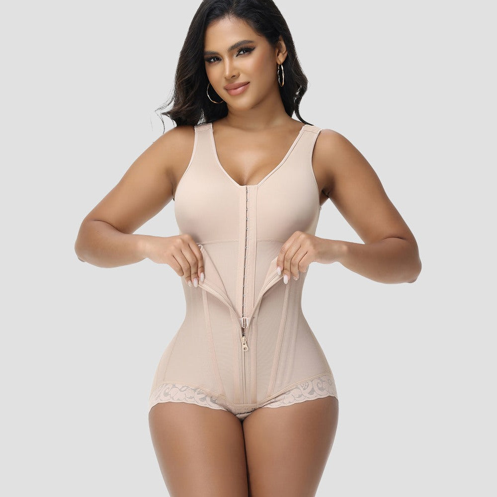 The Sculpt Bodysuit in Tan, front
