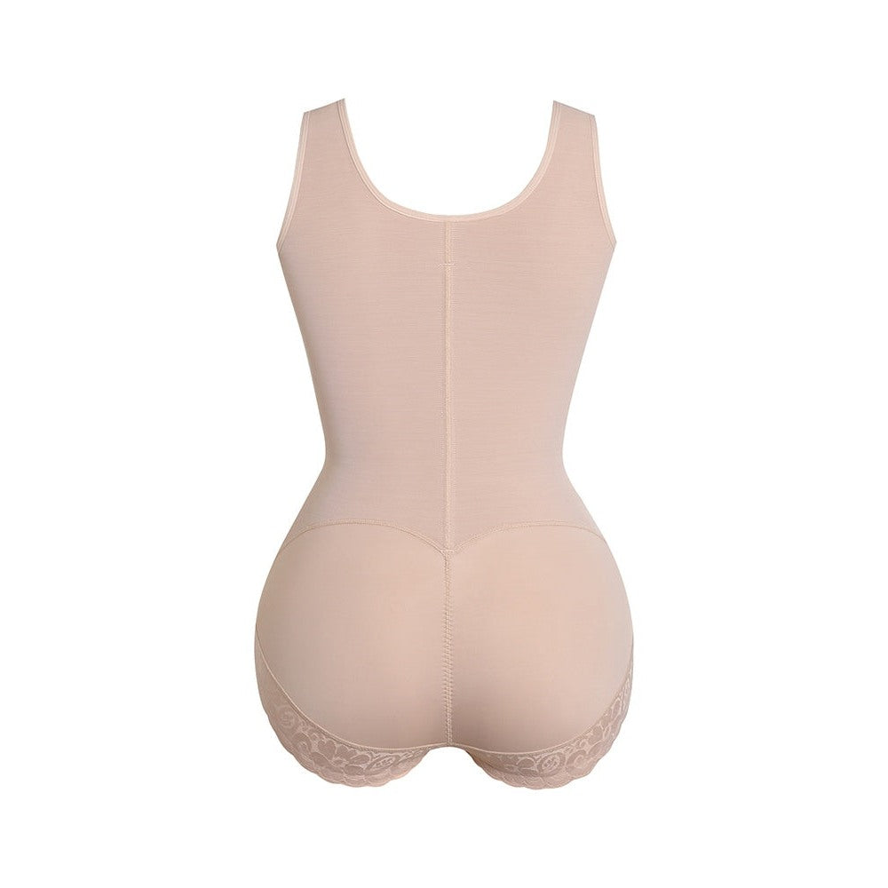 The Sculpt Bodysuit in Tan, back detail