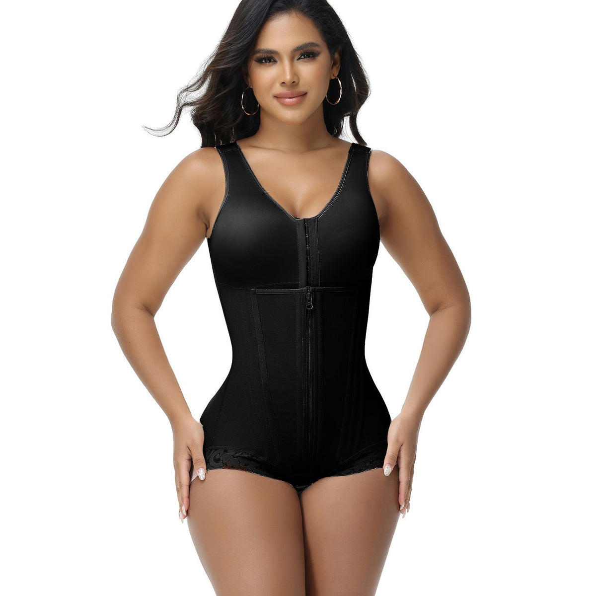 The Sculpt Bodysuit in Black, front